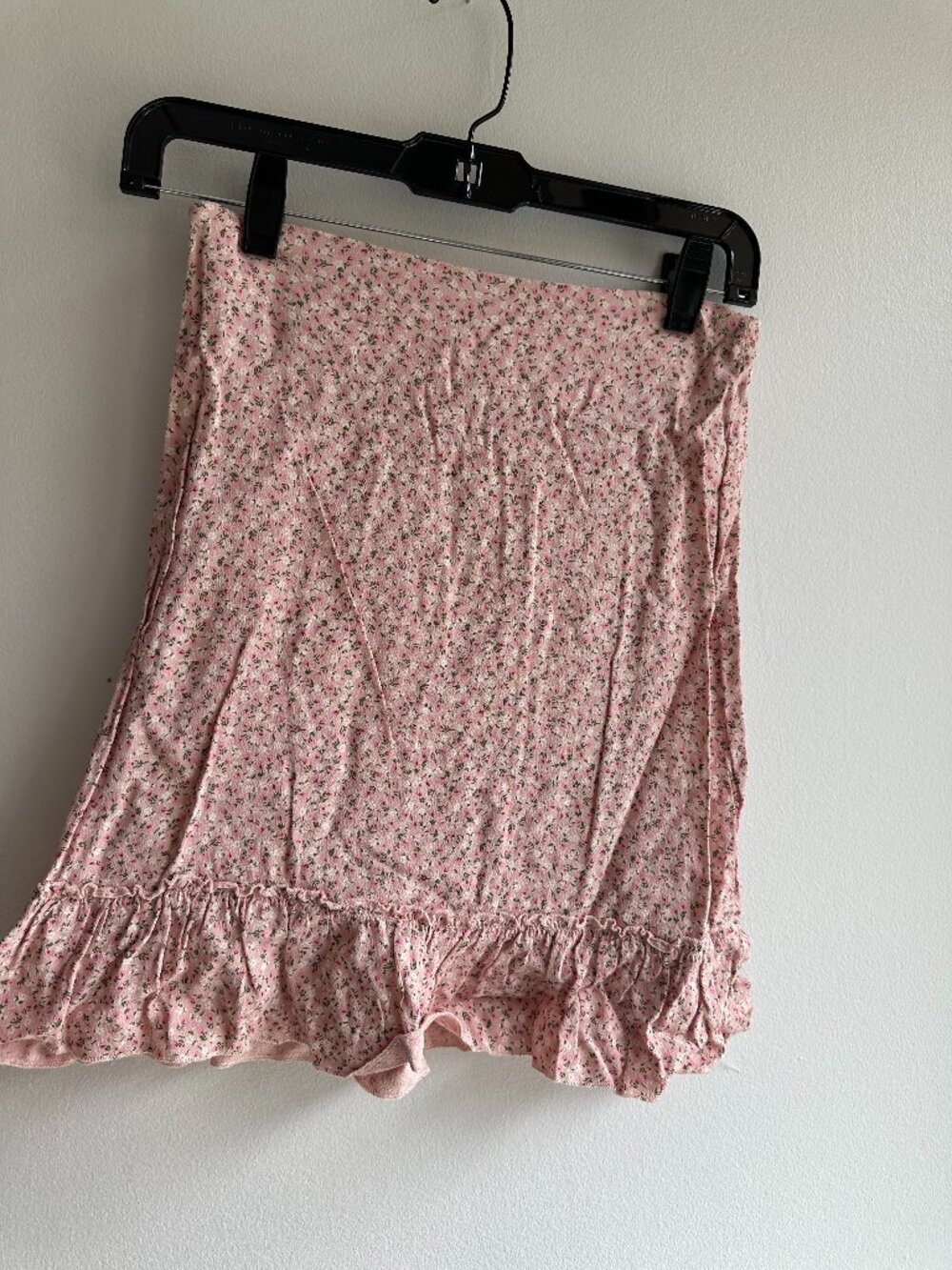 Brandy Melville Pink Floral Ruffle Midi Skirt One Size